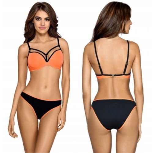 Lorin Plavky Komplet L2148 Push-up Černé Pruhy 80B 42B XL