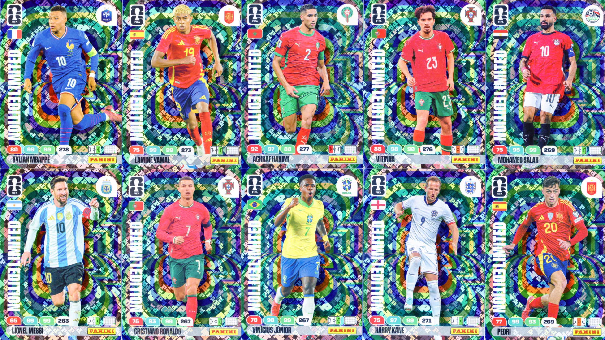 10x LIMITED PANINI FIFA WORLD CUP 2026 HOLO YAMAL RONALDO MBAPPE MESSI VINI