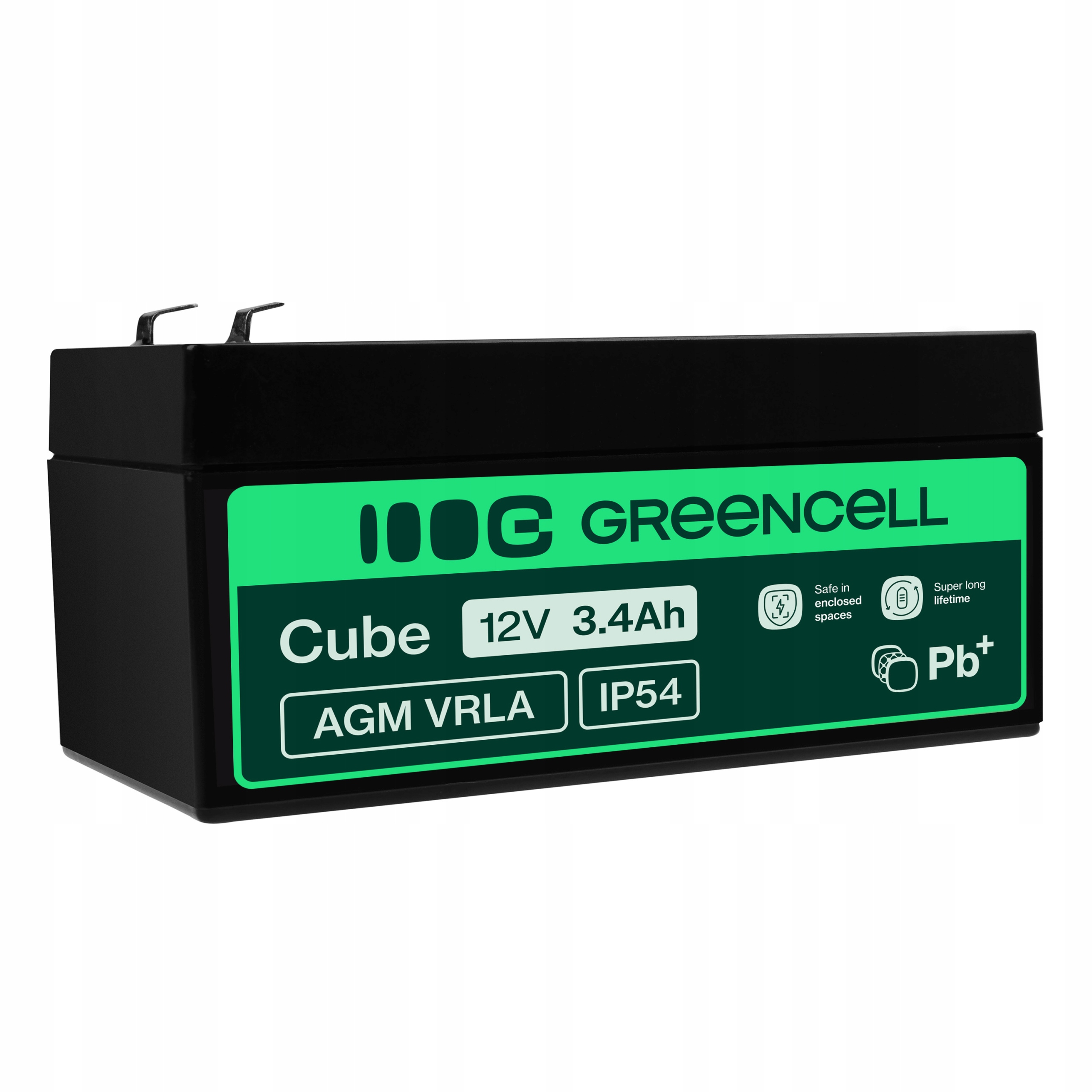 GREENCELL AGM VRLA 12V 3.4Ah bezobsługowy akumulator do alarmów zabawek