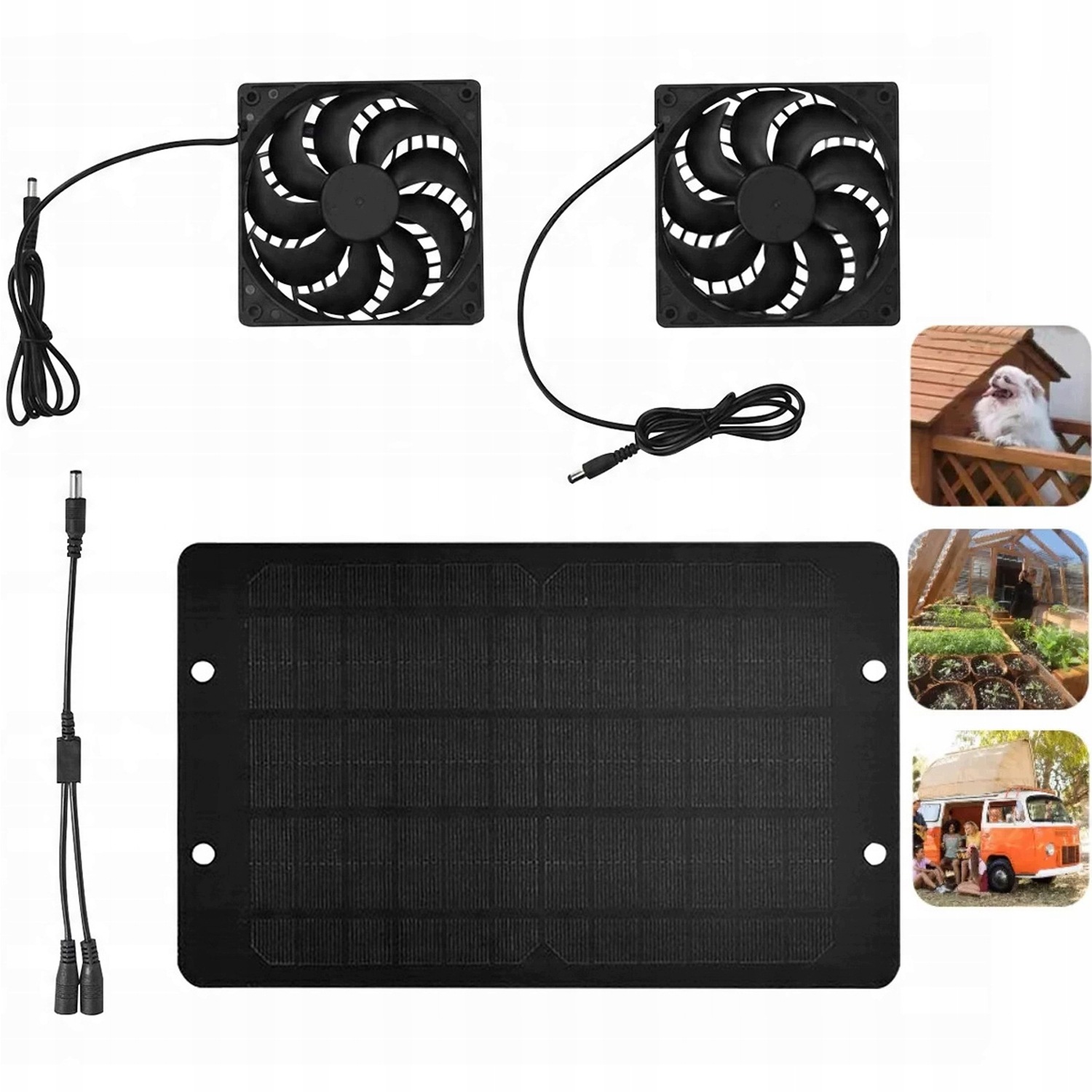 Elektrický ventilátor Solar Dual Fan pro karavany a skleníky