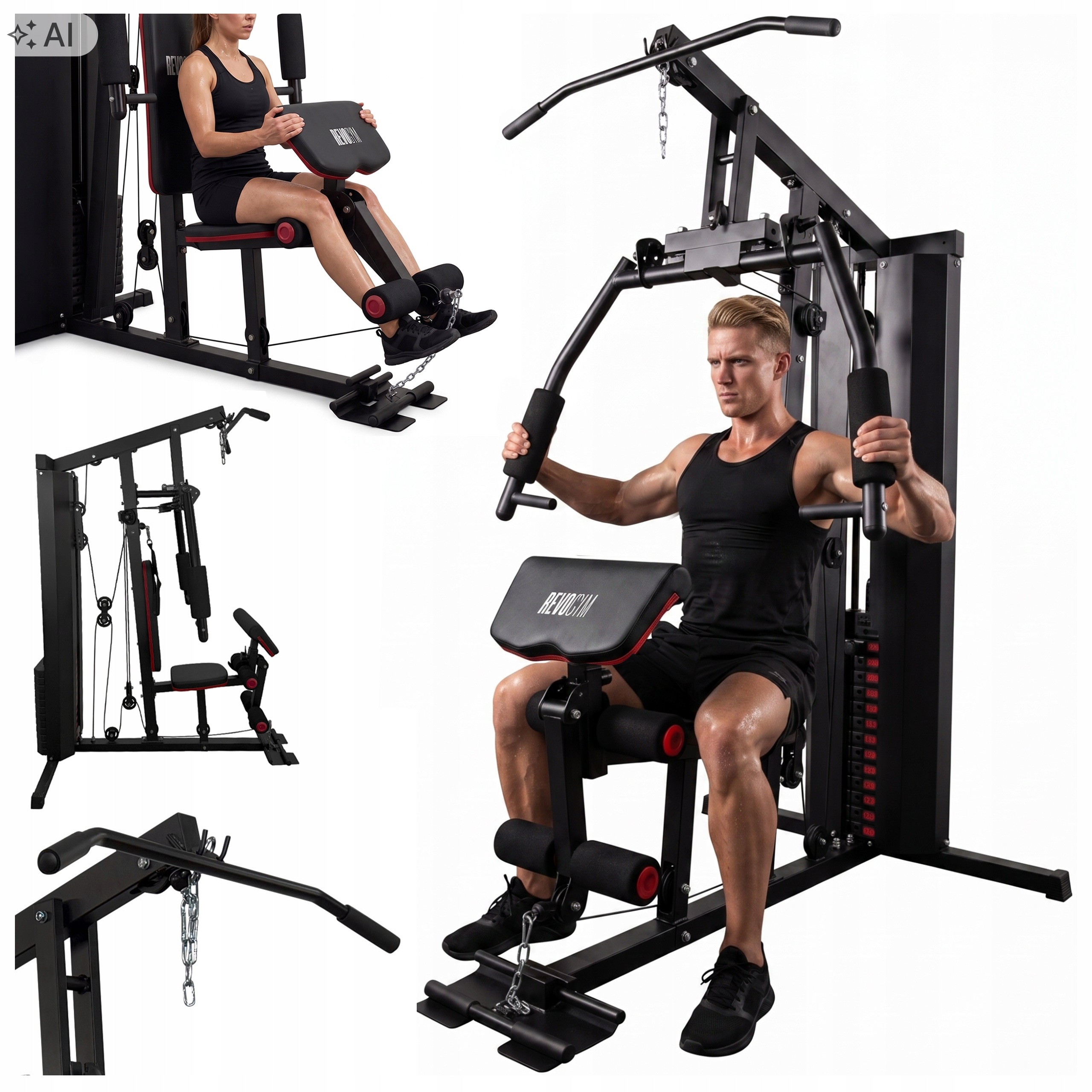 Atlas Do Ćwiczeń Domowa Siłownia Wielofunkcyjna Stacja Treningowa Stos 90KG
