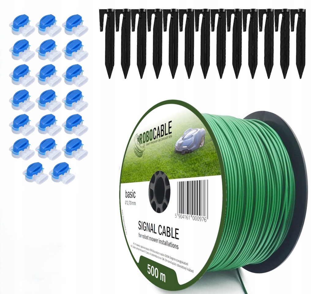 Kabel pro omezení robotické sekačky Sada 500 m Robocable kolíky