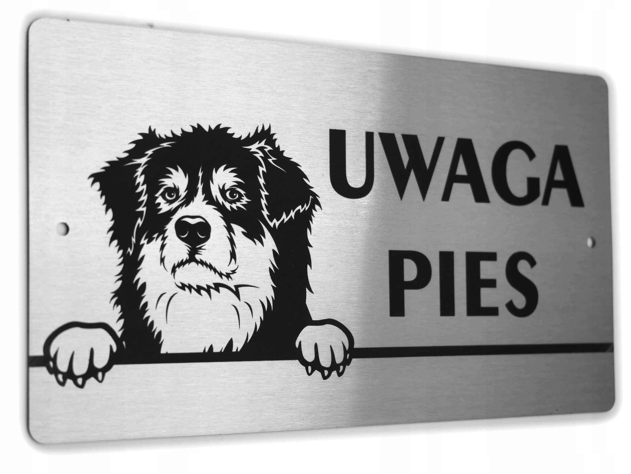 

Tabliczka Inox - Uwaga Pies Owczarek Australijski