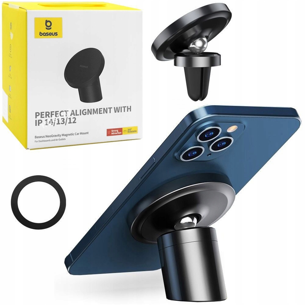 Uchwyt Samochodowy MagSafe 2w1 Baseus do Apple iPhone 13 14 15 /Pro /Max