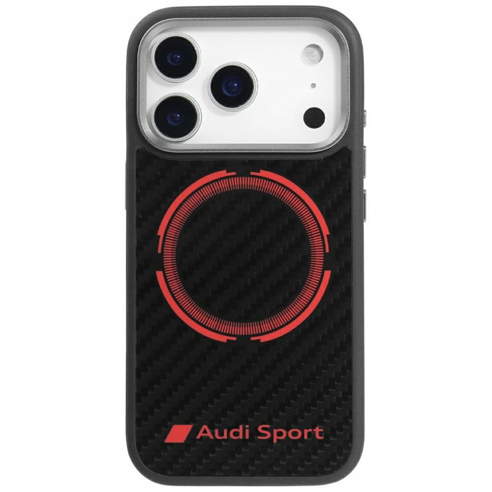 Pouzdro Audi Rsq Carbon Fiber Sport Red Circle MagSafe pro iPhone 17 Pro, černé