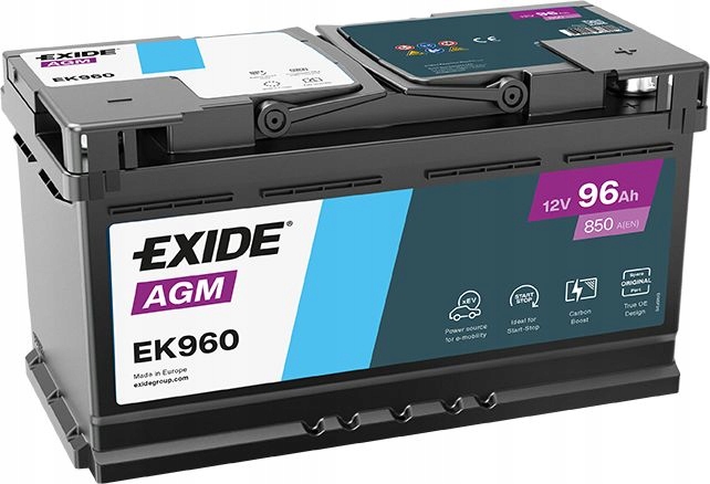 Akumulator Samochodowy Agm Exide EK960 12V 96AH 850A