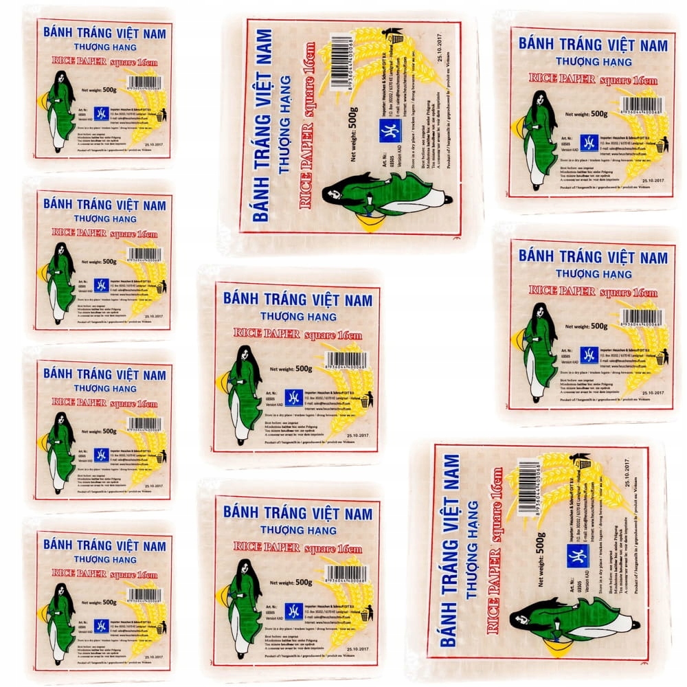 Levně 10 x Rýžový papír čtvercový vietnamský pro jarní závitky 16 cm malý Čtverec 500 g