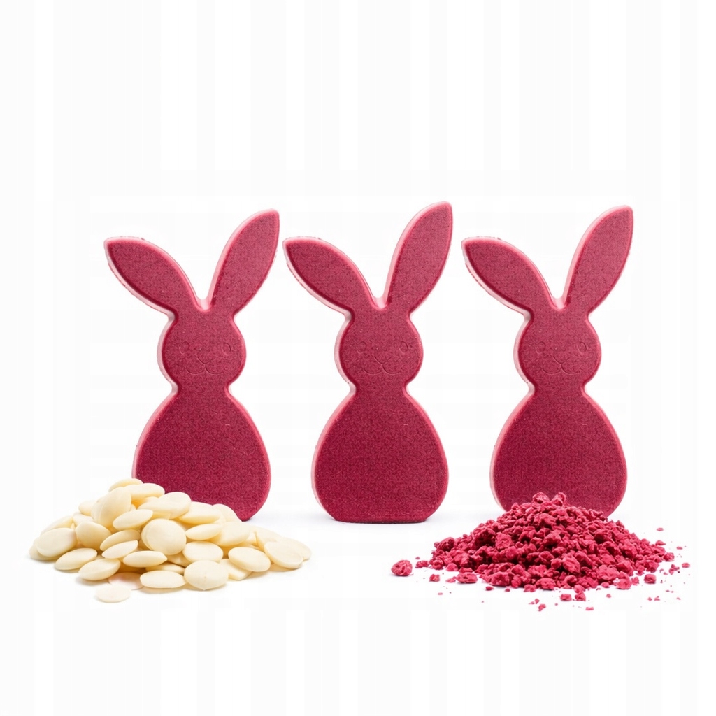 Levně Bílá čokoláda maliny lyofilizované králíci velikonoční zajíci Callebaut