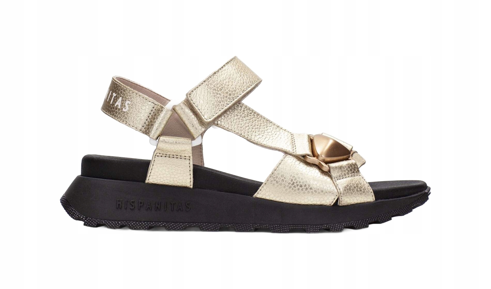 Dámské kožené sandály na suchý zip Hispanitas HV264807 zlaté, velikost 42