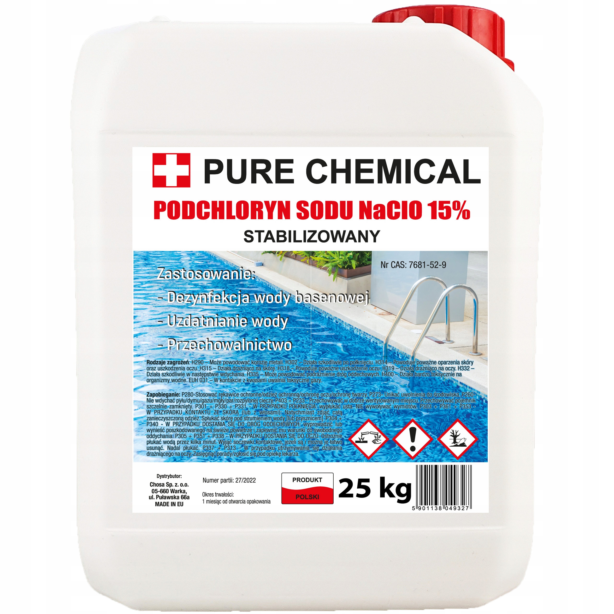 

Podchloryn Sodu 15% Stabilizowany Do Basenu 25kg