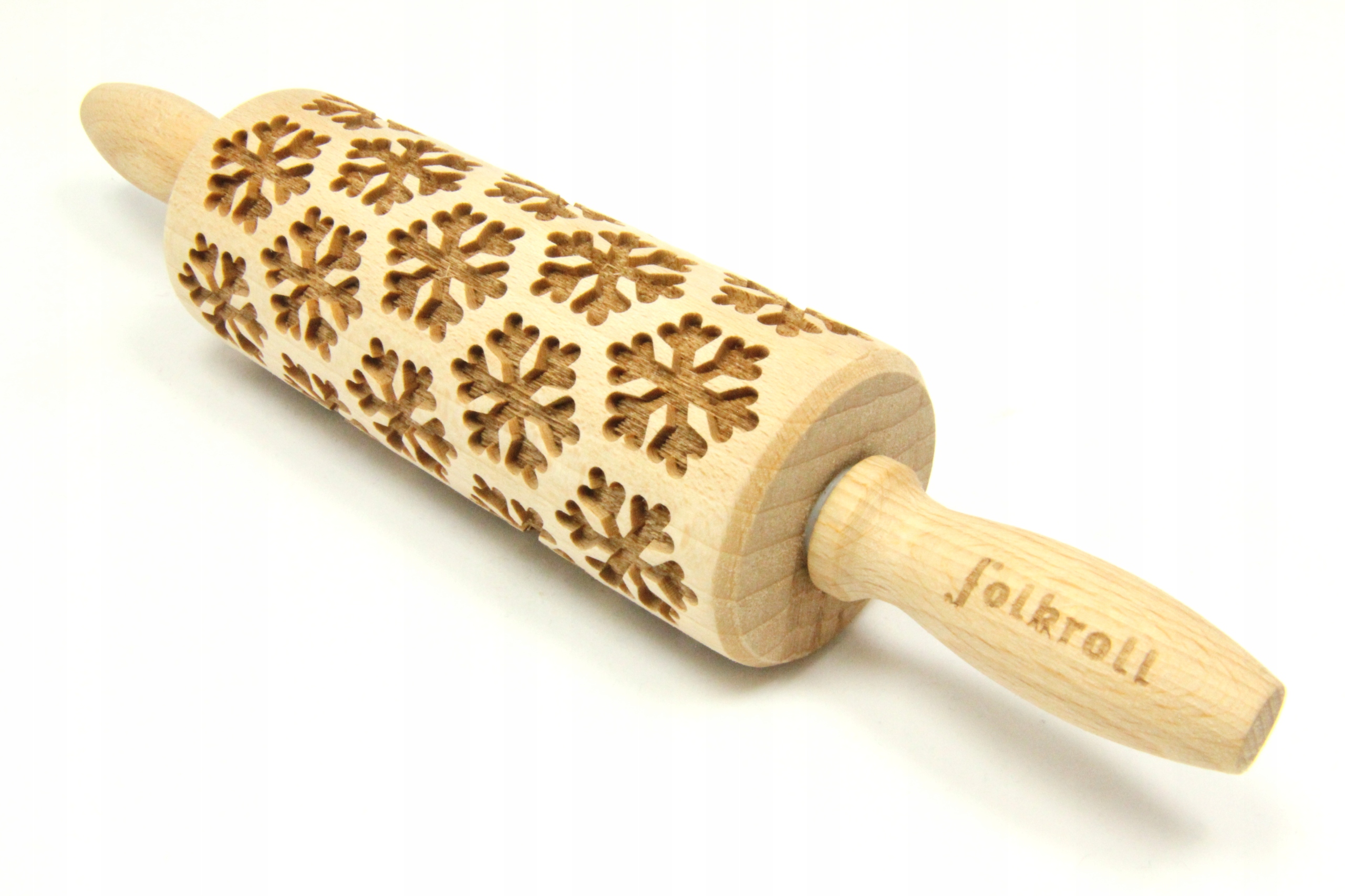 Wałek grawerowany do ciasta wzór ŚNIEŻYNKI, junior Marka Folkroll
