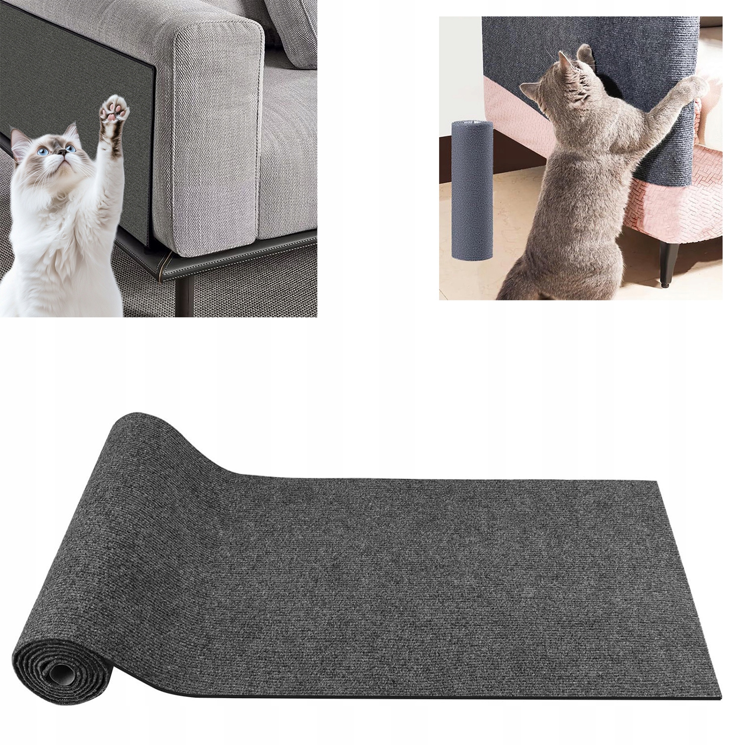 Levně Samolepicí Podložka na škrábání kočka pohovka stěna ochrana nábytku 100x40 šedá