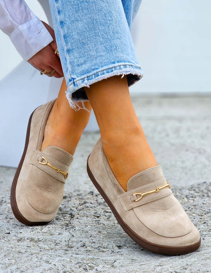 Beżowe Zamszowe Mokasyny Barefoot Comfort 39