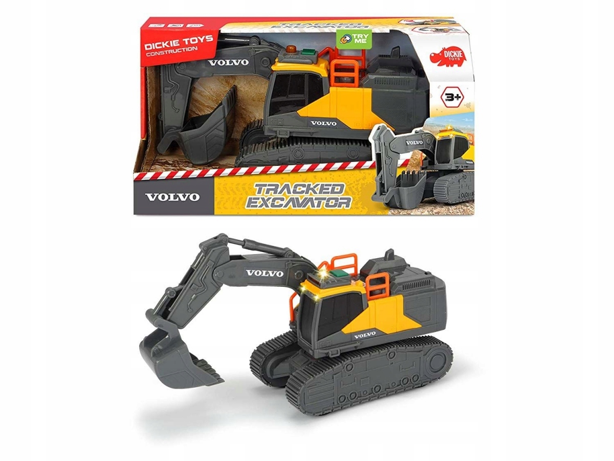 POJAZD KOPARKA VOLVO ŚWIATŁO DŹWIĘK DICKIE 24 cm