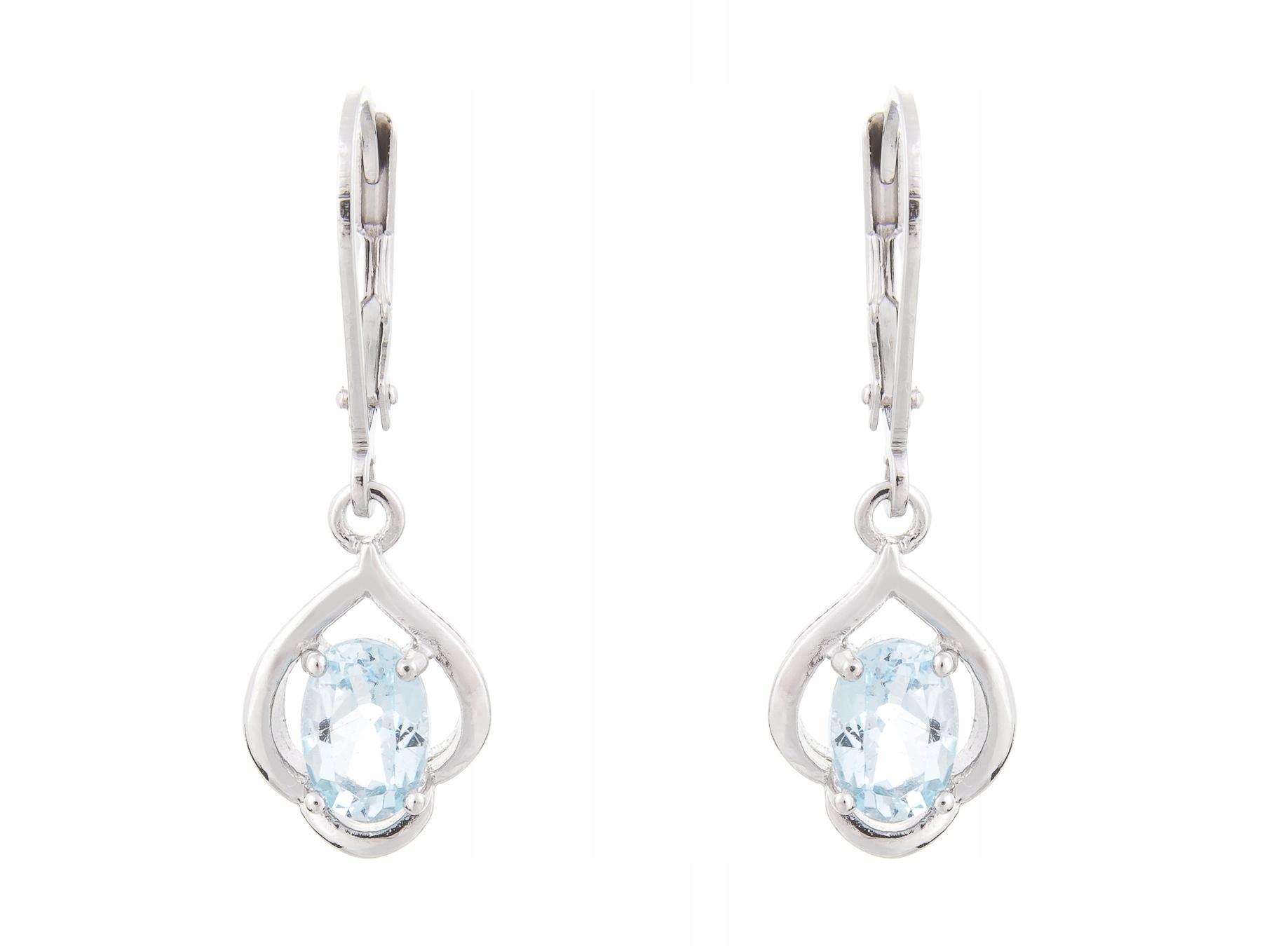 Stříbrné Visací Náušnice Rhodiované Sky Blue Topaz Přírodní