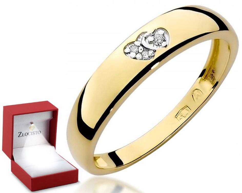 Zlatý prstýnek s brilianty, srdce Gravírování Bonus