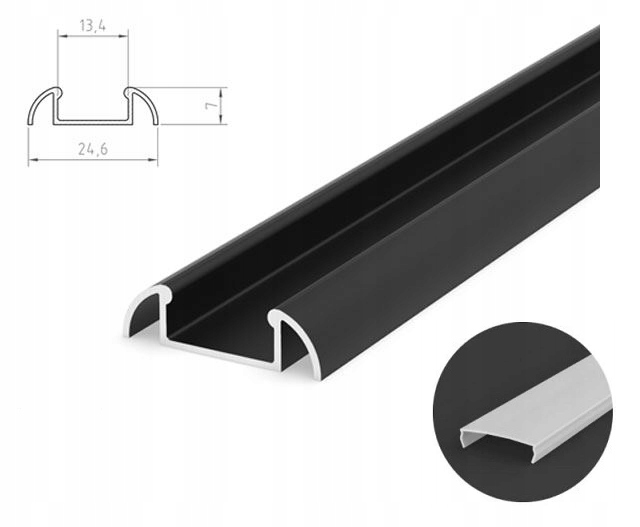 

Profil Led Owalny NAWIERZCH.1M Czarny+ Klosz ML C1