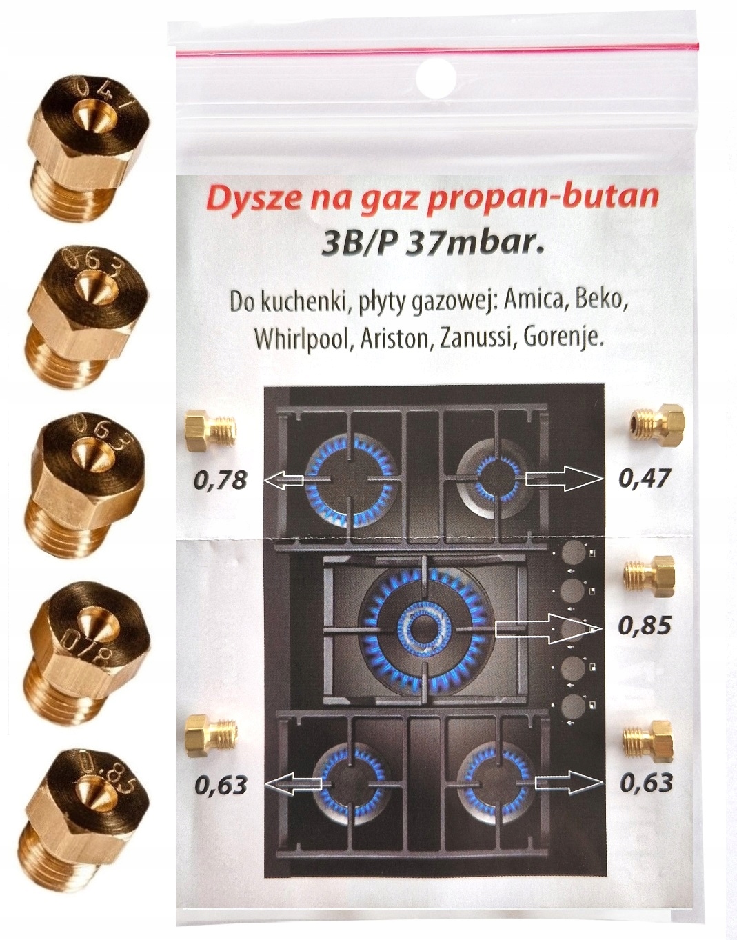 

Dysze Gaz Propan-butan Kuchenki GAZOWEJ:Amica,Beko