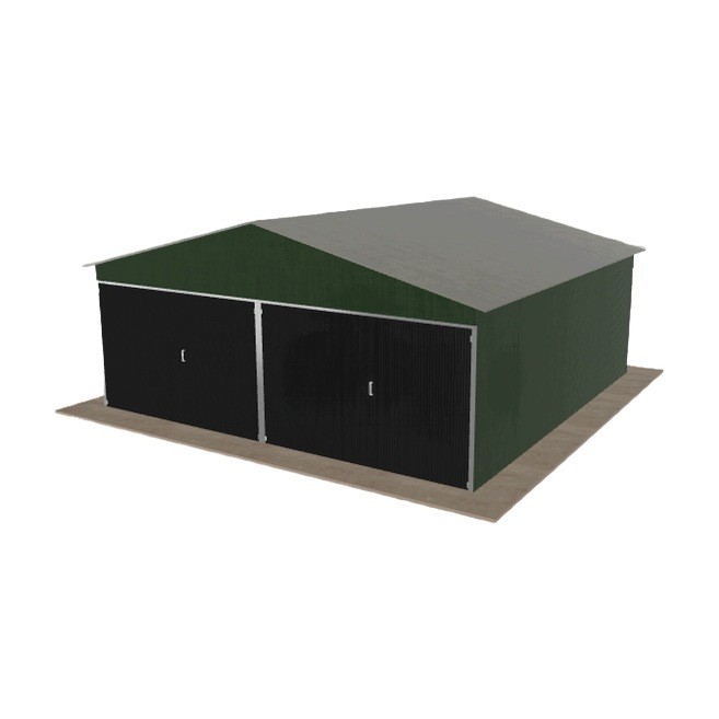 Plechová garáž 6x6 m dvoupolohová, dvoupolohová, zelená