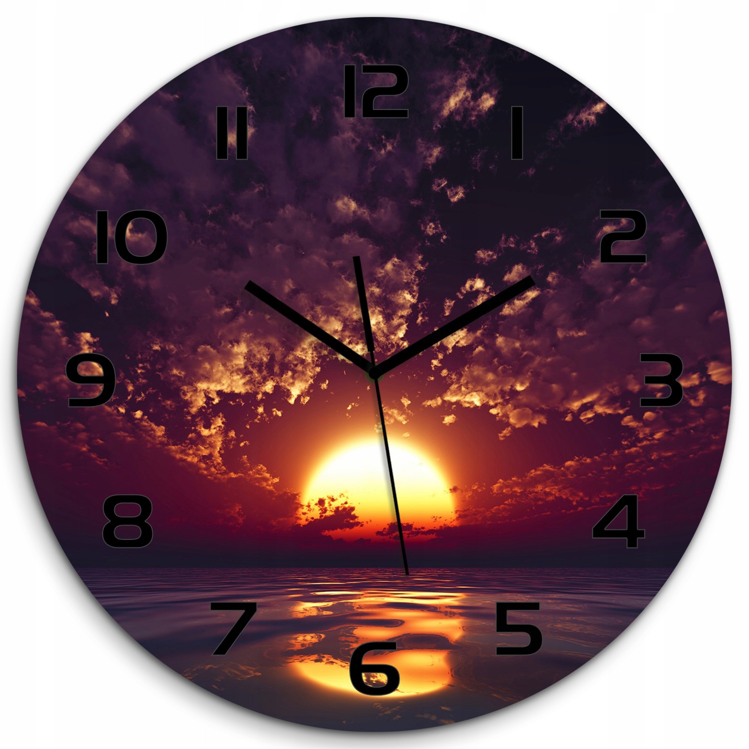 

Duży zegar szklany do salonu Zachód słońca fi 60cm