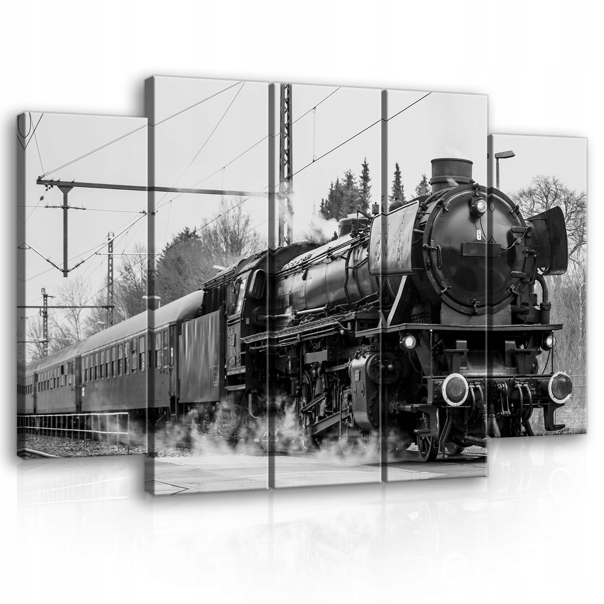 Obraz 150x100 Parný vlak čierno-biely retro lokomotíva pár