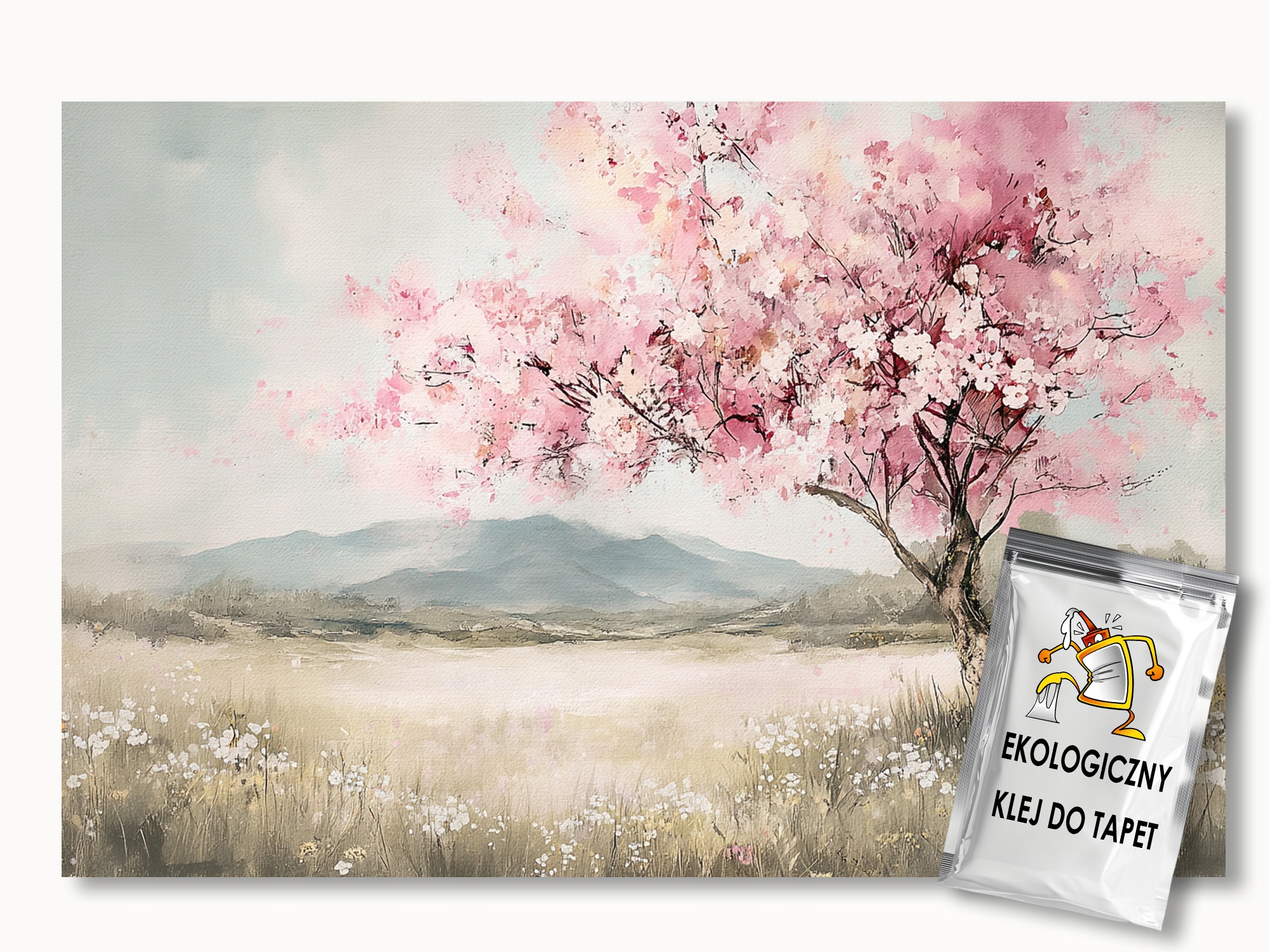 Fototapeta Flizelina Akvarel Jaro Dřevo Kvetoucí Višeň 300x250 155g