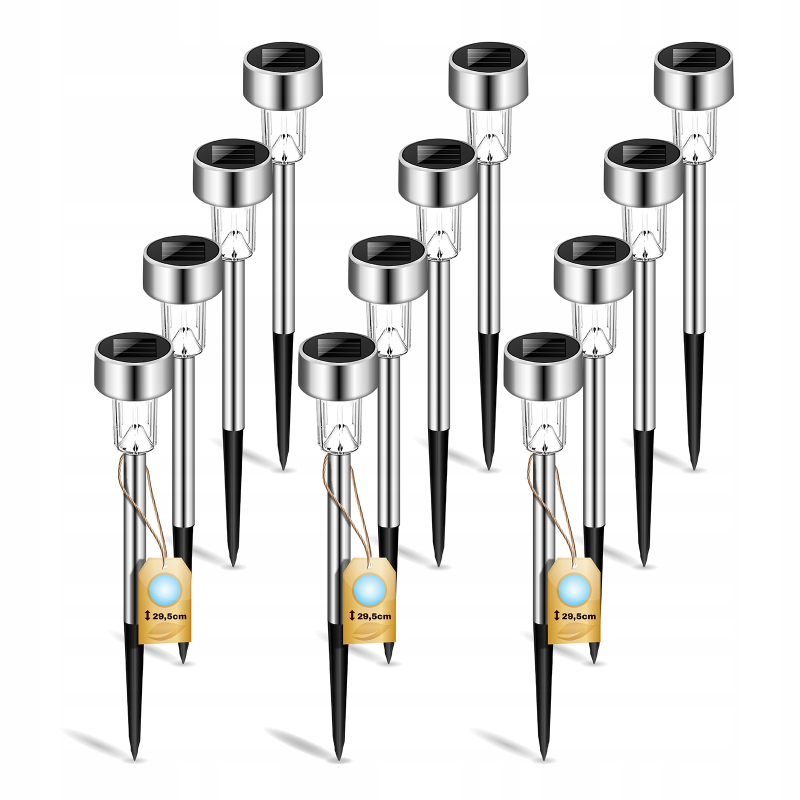 

12x Lampa Ogrodowa Solarna Led Wbijana Słupek Inox