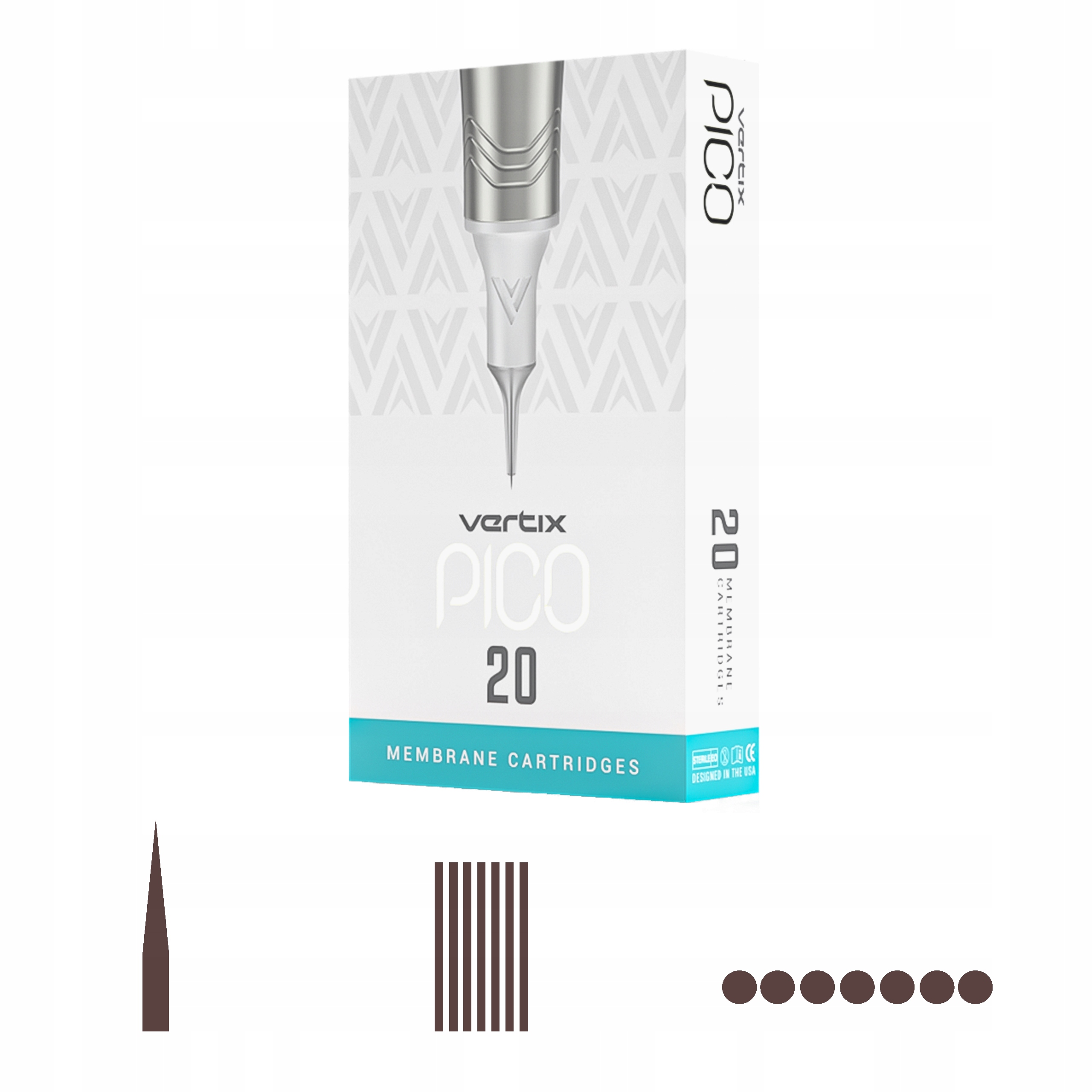 Vertix Pico 7FM 0.25 mm Lt 20kusů cartridge Pmu Vp 7 Flat .25 Long Taper