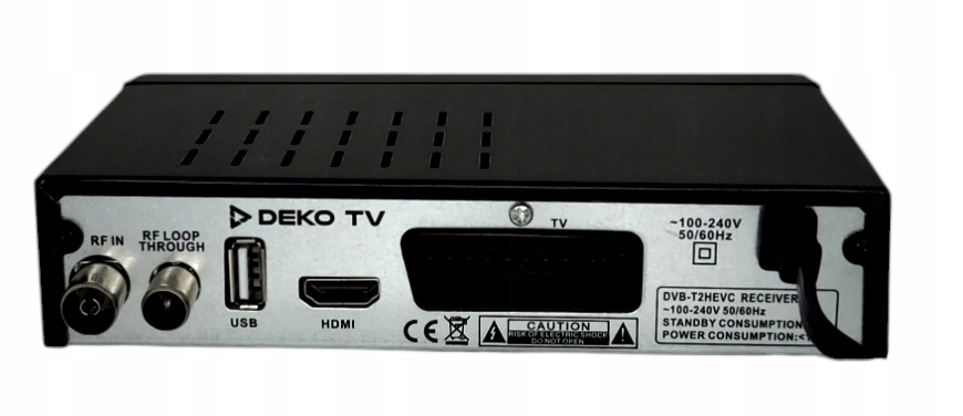 Tuner Dekoder DVBT2 DekoTV PRO2 Telewizji Naziemnej DVB-T2 DEKO + WiFi Standard kodowania MPEG-2 MPEG-4 H.264 (MPEG-4 AVC) H.265/HEVC