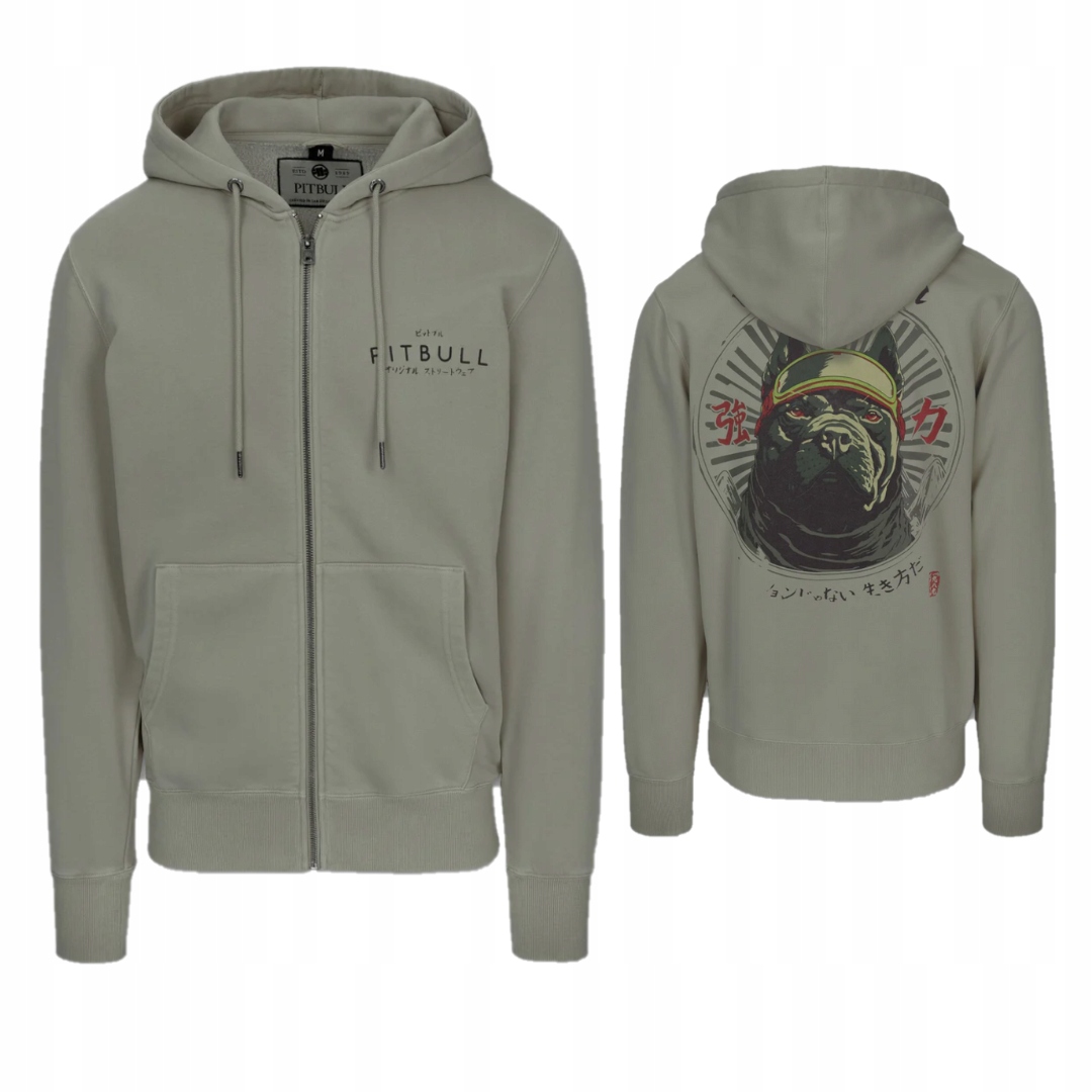 Pitbull West Coast Rozepínací Mikina S Kapucí Washed Mt Fuji Zelená L