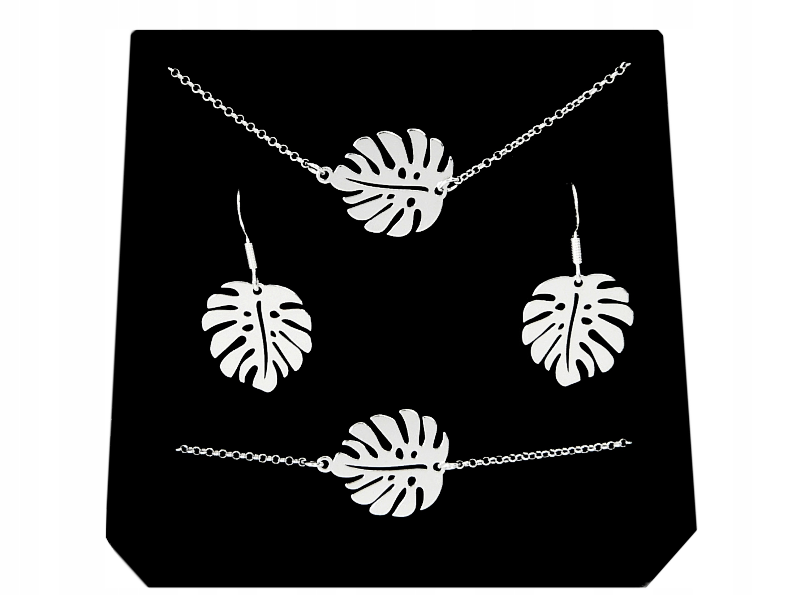 

Komplet Liść Monstery Monstera srebro 925