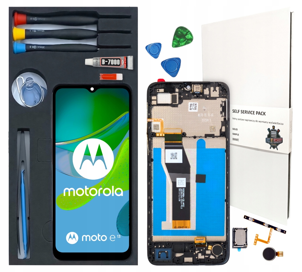 Displej pro Motorola E13 Kompletní opravná sada LCD Rámeček Originál Zila