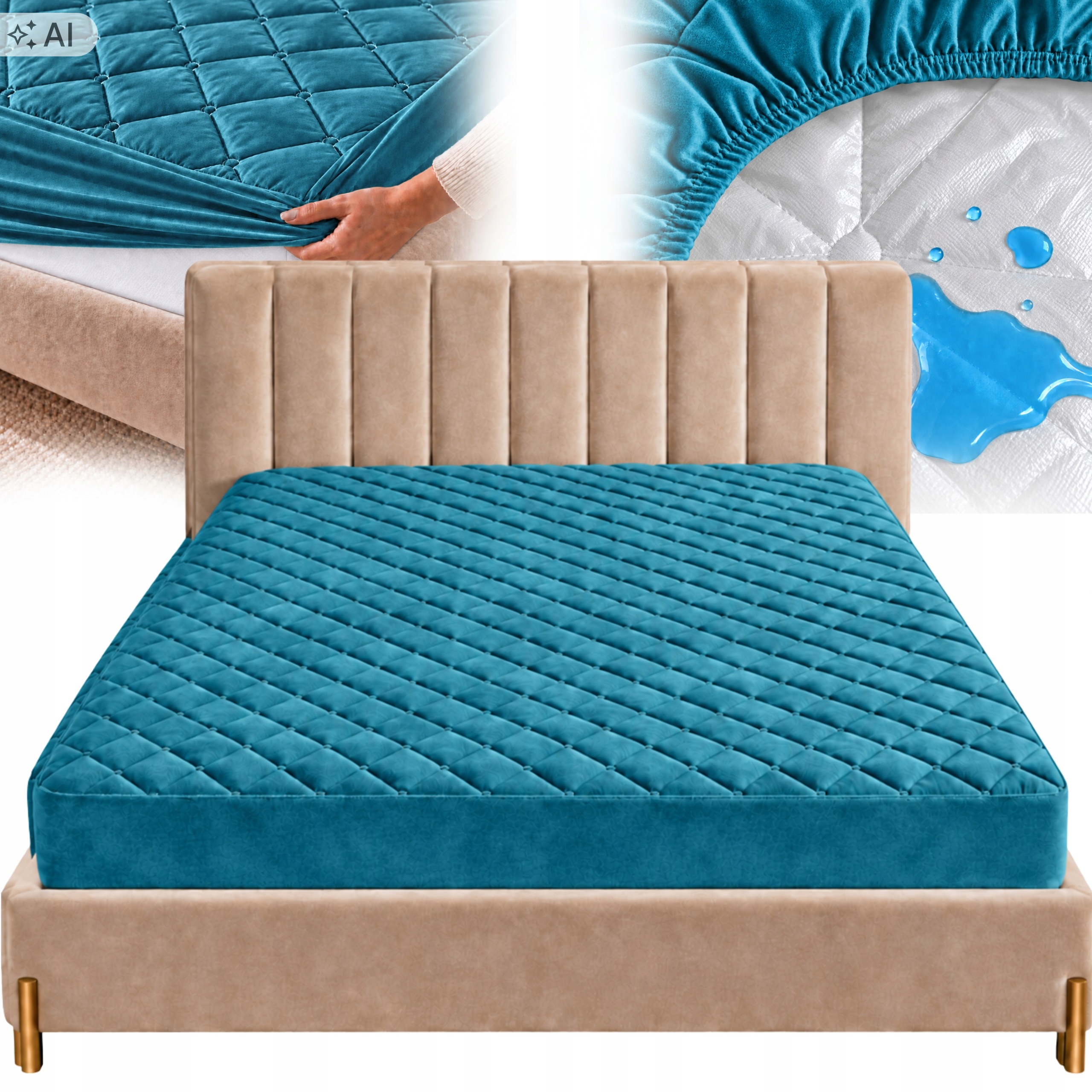 Chránič Na Matrace Prošívaný Potah Topper Velur Voděodolný 160x200