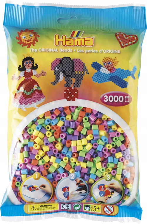 

Koraliki 3000 szt mix pastelowy Hama MIDI 201-50