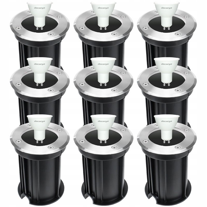 9x Lampa Led Oprawa Ogrodowa Wpuszczana W Chodnik Na Podjazd Zestaw Żarówka