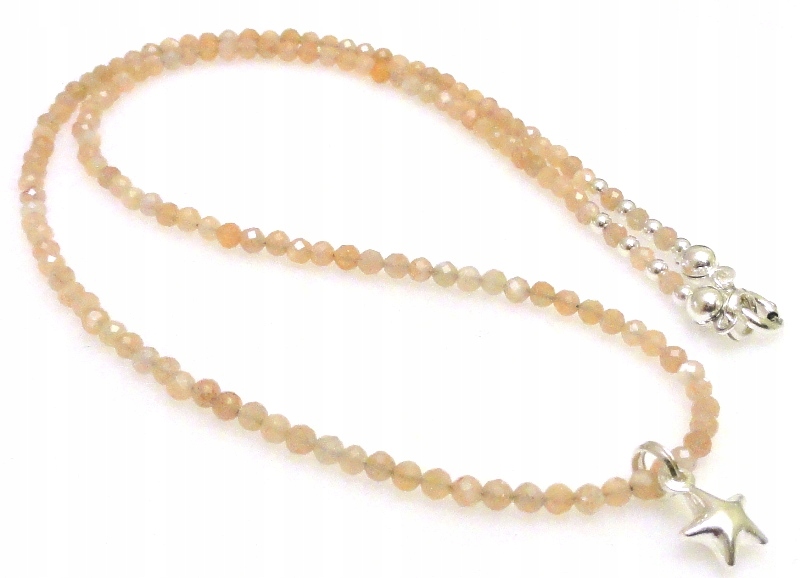 Náhrdelník sluneční kámen koule 2,5 mm s hvězdičkou stříbro 925