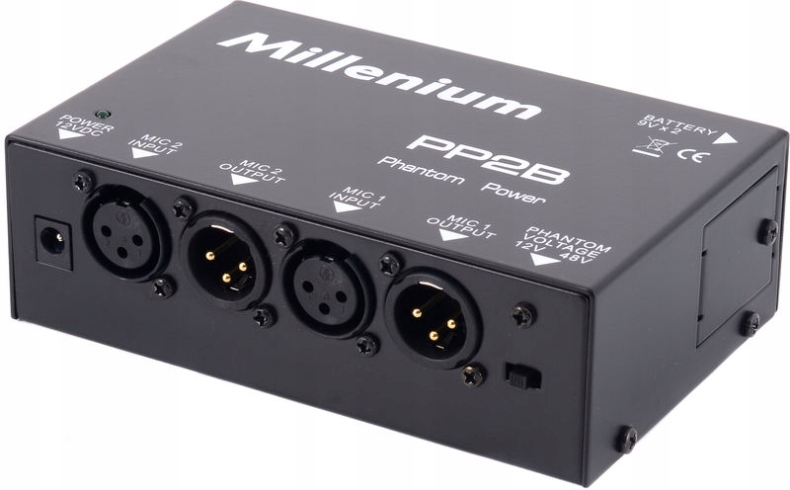 Dvojitý napájecí zdroj 12V 48V Xlr Millenium PP2B Phantom Power Supply