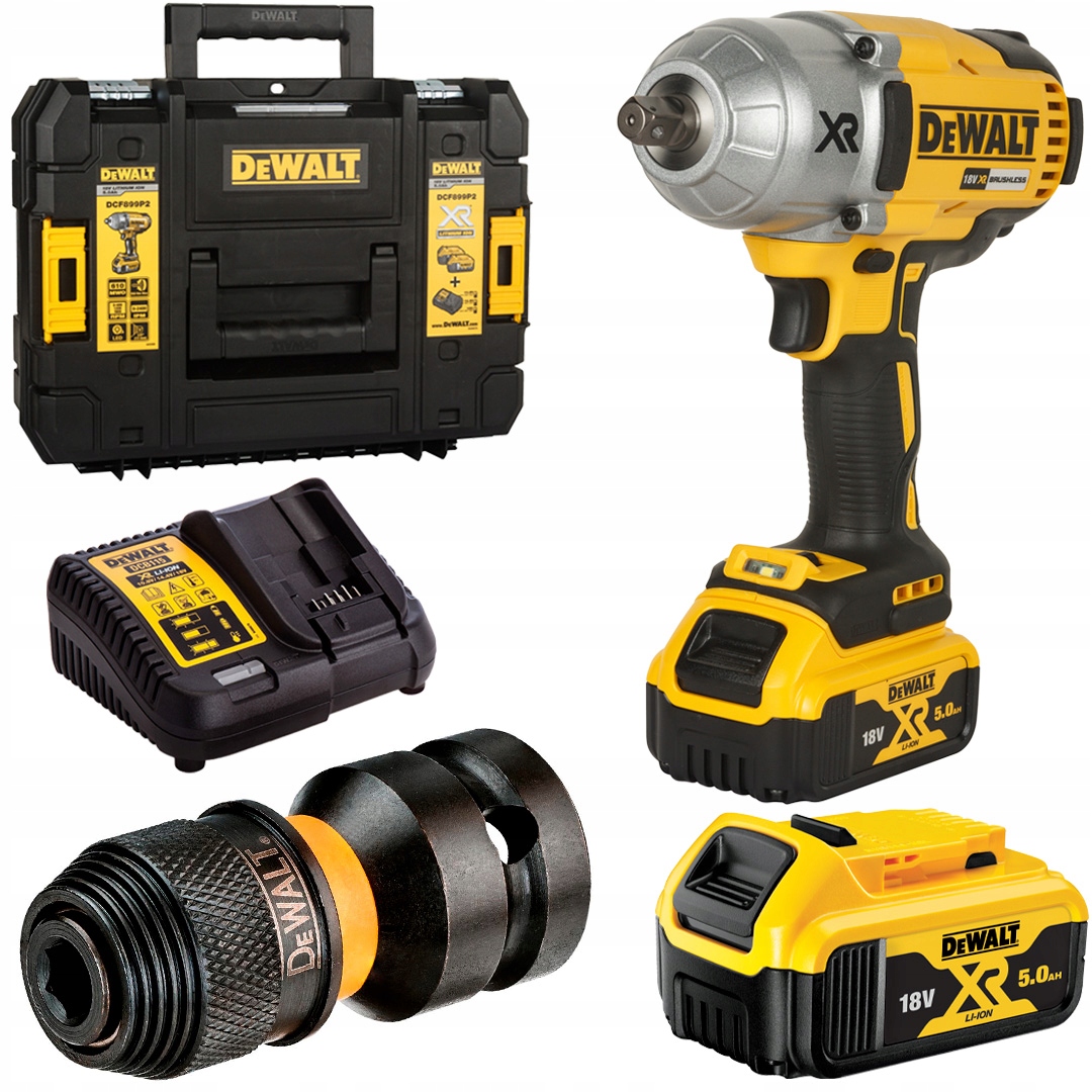 DeWALT DCF899P2 Rázový uťahovák 1/2 950 Nm 18V 2x5Ah+ Adaptér na bity DT7508