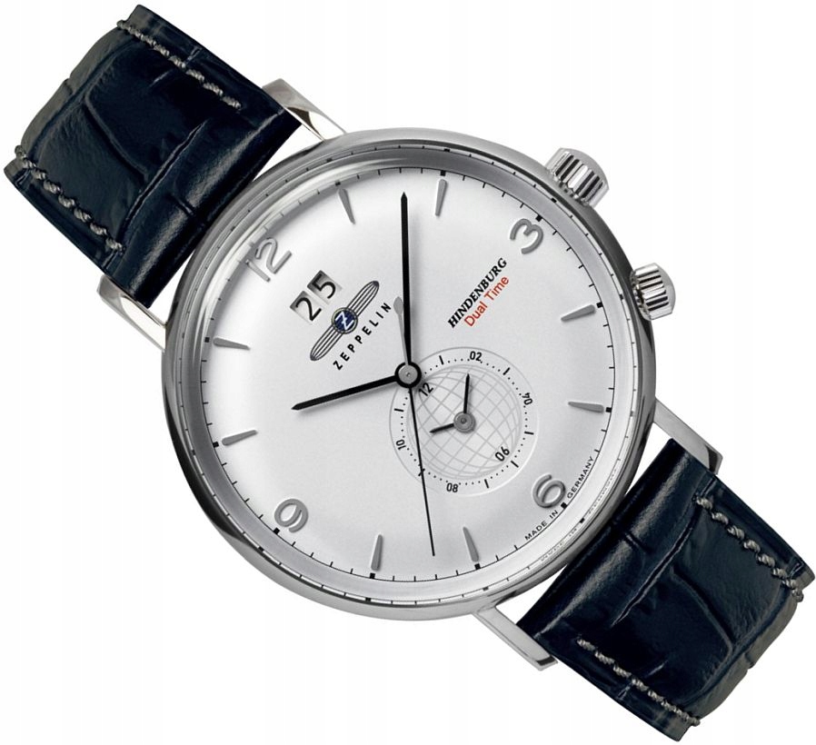 Klasické Pánské Hodinky Zeppelin 8044-1 S Datem A Dual Time Na Pásku Ø41 mm