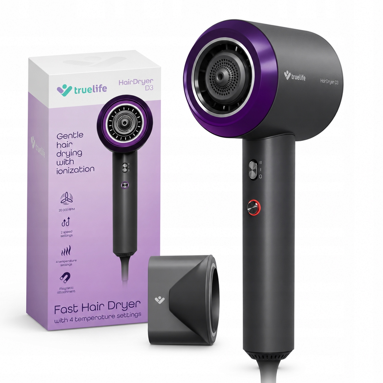TrueLife HairDryer D3 Jonizacja Zimny nawiew 1800W 2 prędkości 4 temperatury
