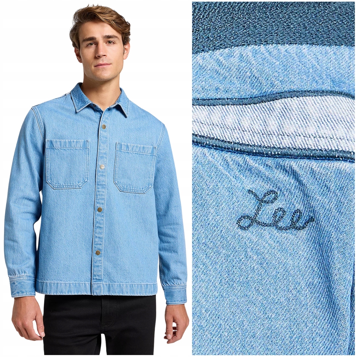 Lee 2 Pkt Overshirt Light Wash džínová bunda košile katana aplikace S