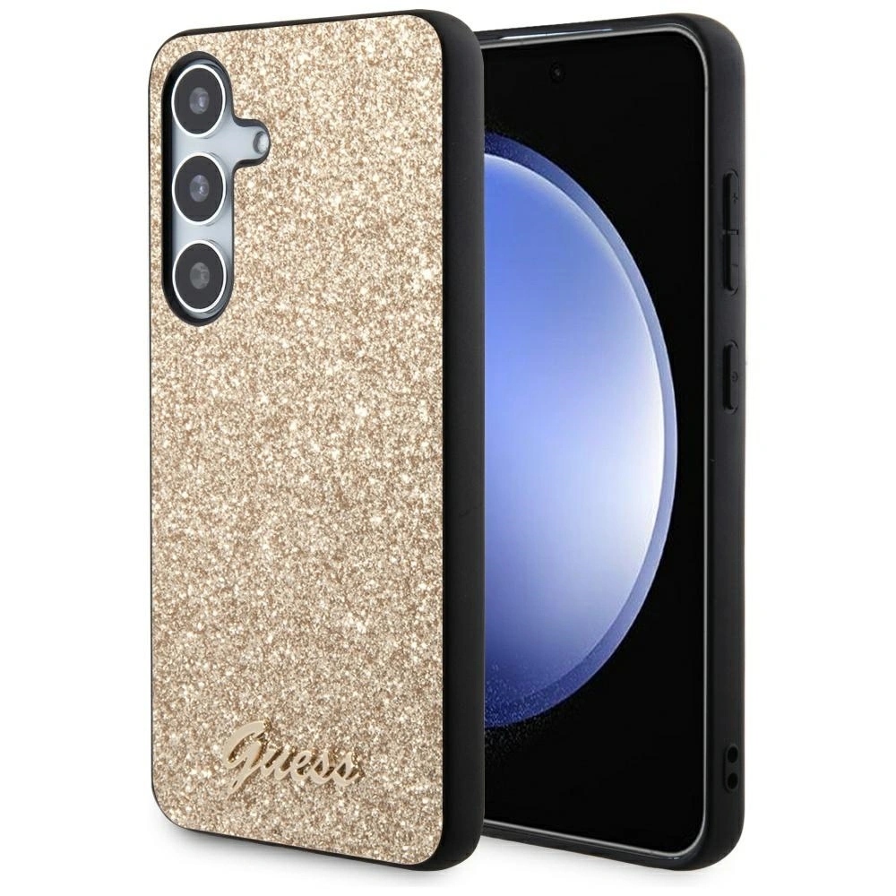 Pouzdro Guess Glitter Script pro Samsung Galaxy S24 zlaté