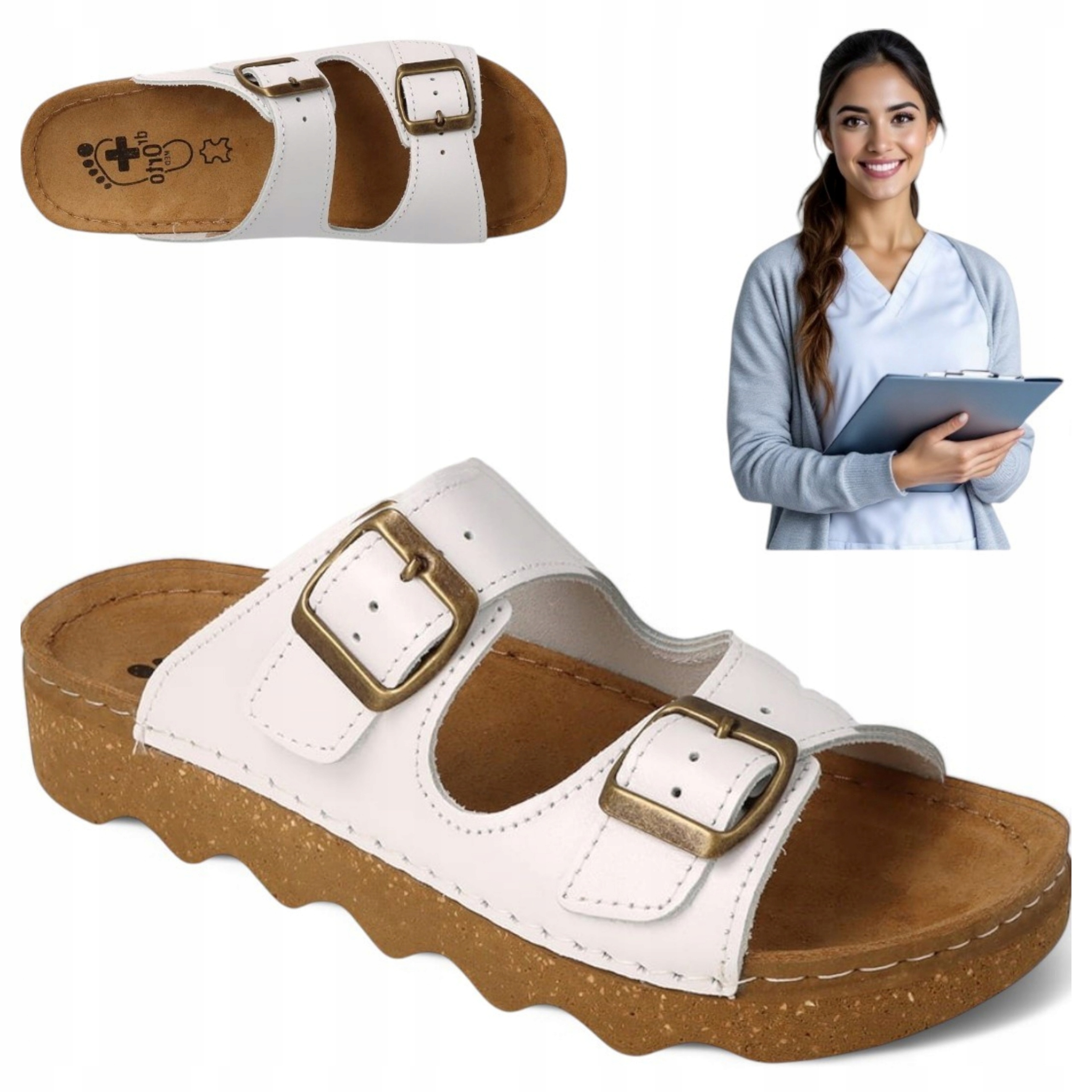 Dr Orto 39 Klapki zdrowotne damskie Medyczne laczki Skórzane ortopedyczne