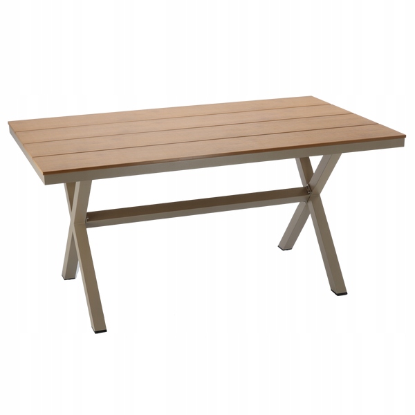 Záhradný Stôl Aluminiový Béžový 150 x 90 x 74 CM Balkonový Stolík Na Terasu