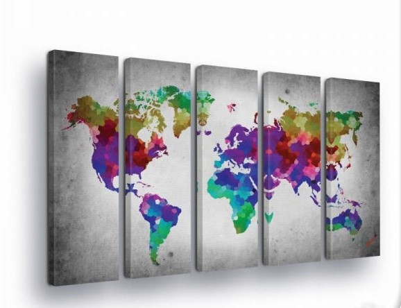 Obraz 150x100 modulárna mapa sveta abstrakcia akvarel farebný dekorácia
