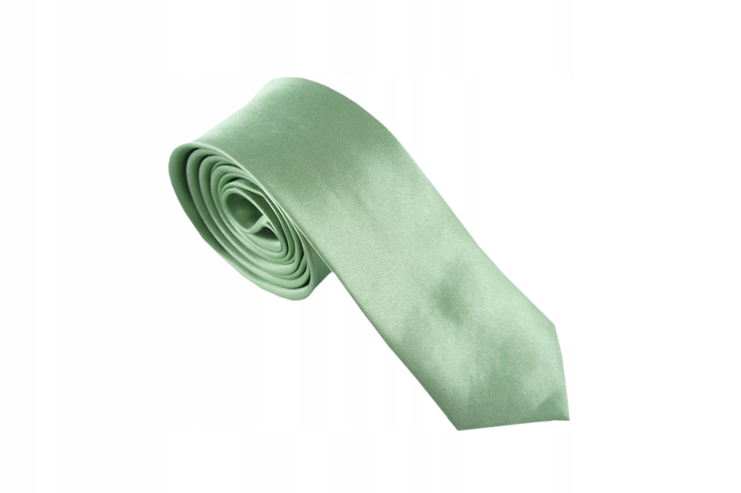 KRAWAT męski wąski satynowy OLIWKOWY KHAKI