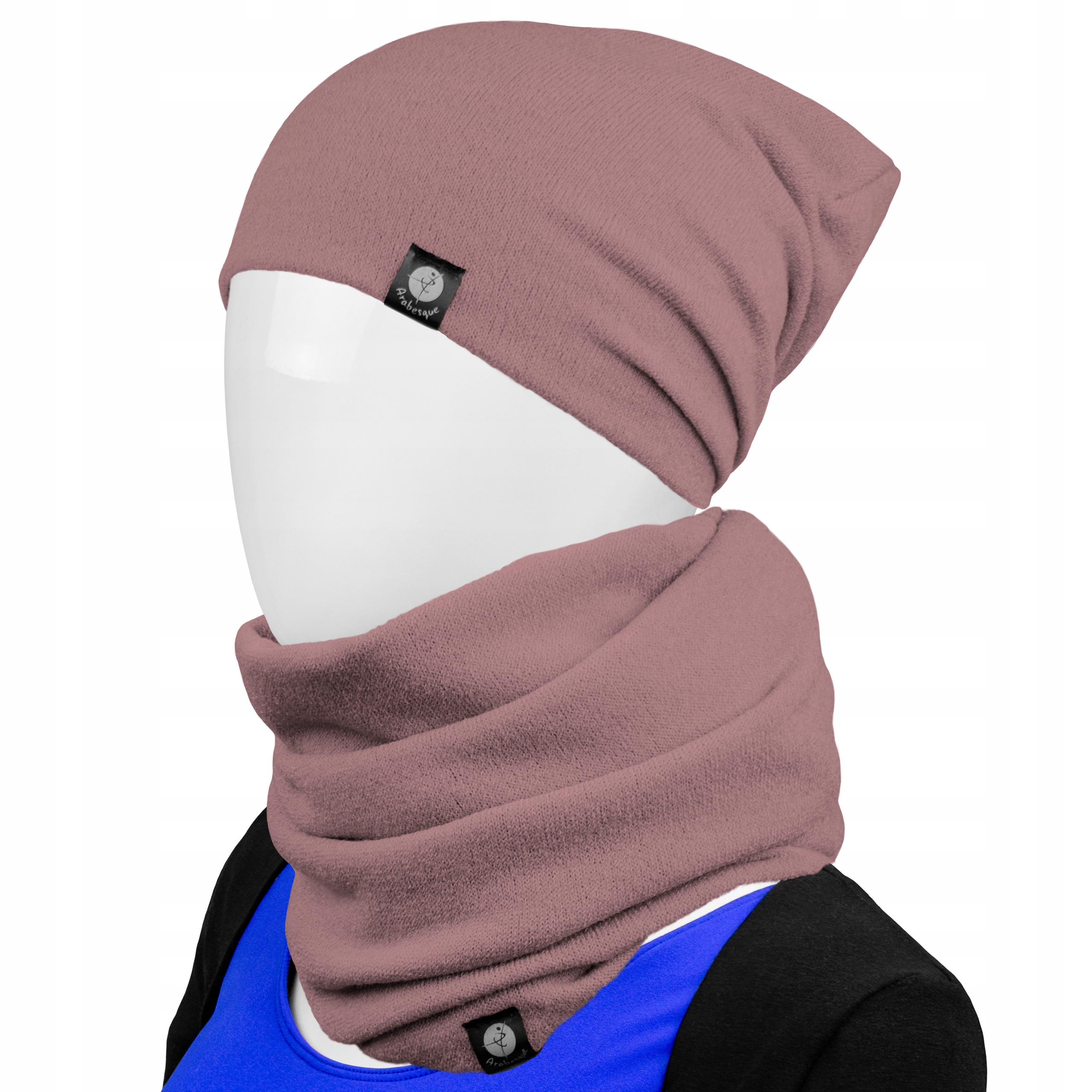 

Ciepły komplet czapka beanie komin tuba różowy M