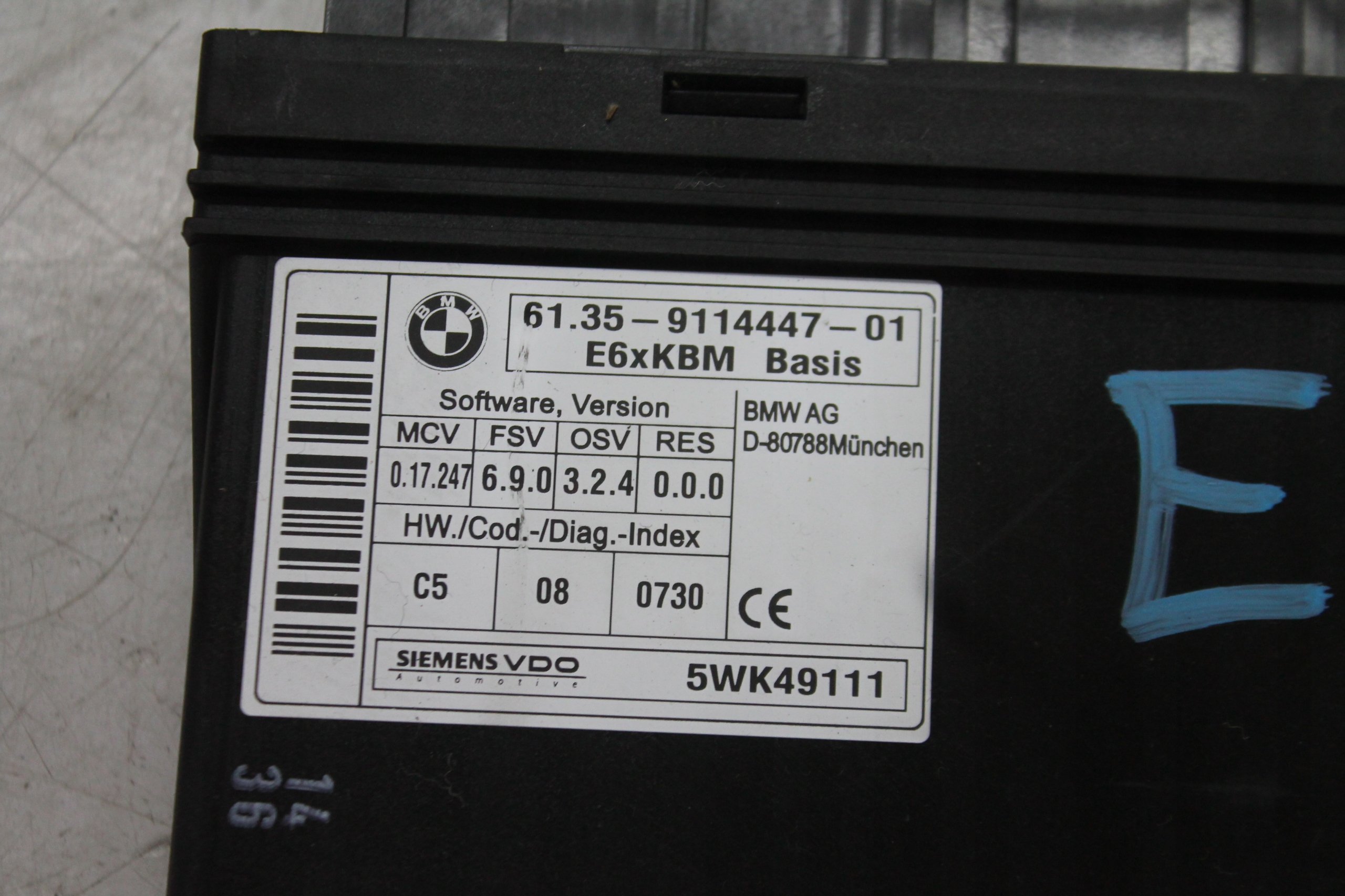 Unité commande confort 9114447 BMW E60 E61 03-10