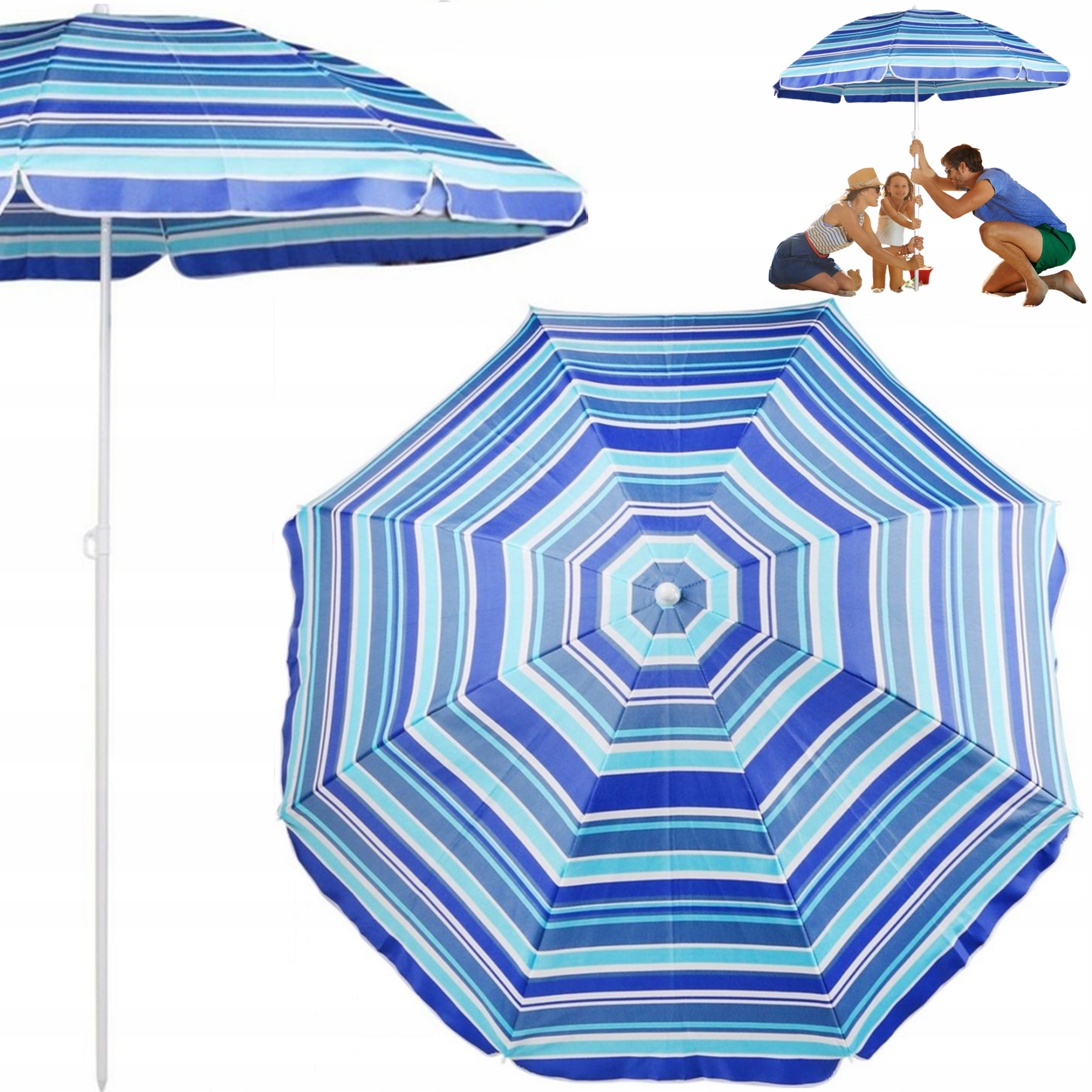 

Parasol Składany Plażowy Łamany Regulowany Duży