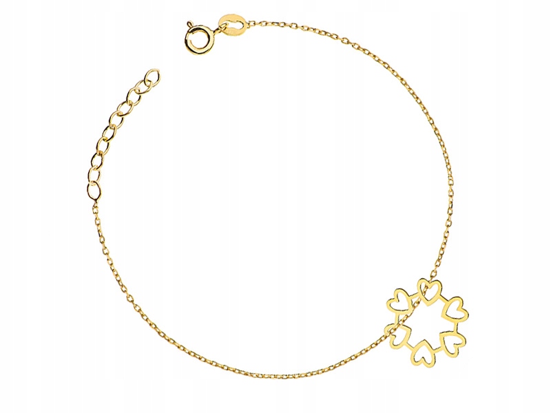 

Złota Bransoletka 333 Celebrytka Serce Regulowana